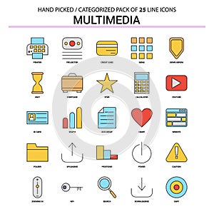 Multimedia Flat Line Icon Set - Business Concept Icons Design