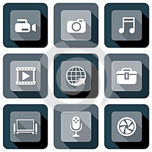 Multimedia icon design set