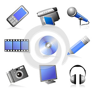 Multimedia icons set