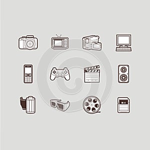 Multimedia icons set