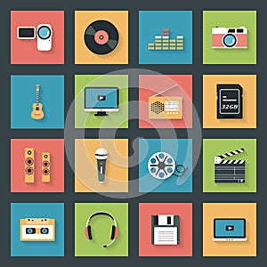 Multimedia icons set