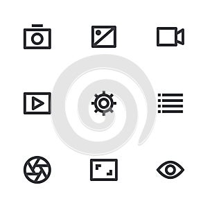 Multimedia icons set. Vector icon. Media button. Design element app or website
