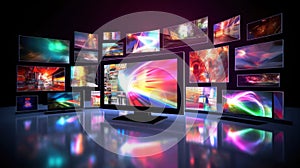Multimedia images on different television screens