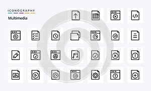 25 Multimedia Line icon pack