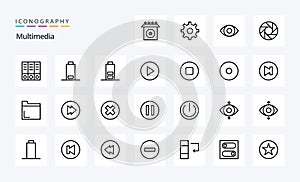25 Multimedia Line icon pack
