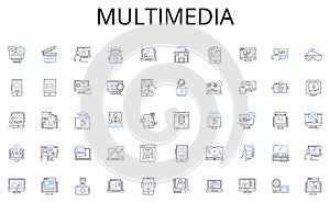 Multimedia line icons collection. Initiative, Innovation, Creativity, Risk-taking, Vision, Leadership, Adaptability
