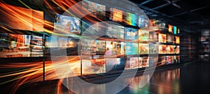 Multimedia network background featuring web streaming and tv video technology concepts