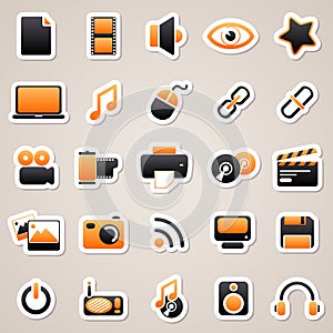 Multimedia orange stickers