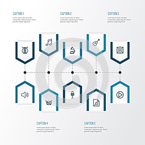 Multimedia Outline Icons Set. Collection Of Barrel, Strings, Orator And Other Elements. Also Includes Symbols Such As