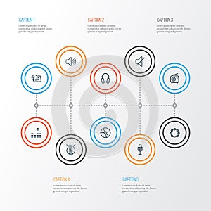 Multimedia Outline Icons Set. Collection Of Stringed, Soundless, Plastic And Other Elements. Also Includes Symbols Such