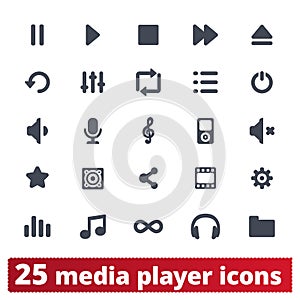 Multimedia Player, Music And Video Icons