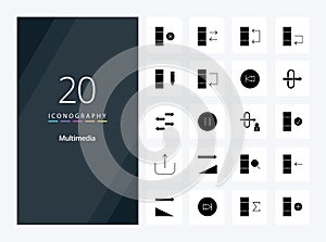 20 Multimedia Solid Glyph icon for presentation