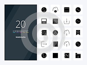 20 Multimedia Solid Glyph icon for presentation