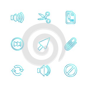 multimedia , sound , buttons , eps icons set vector