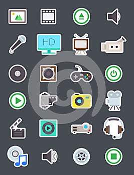 Multimedia vector icons set