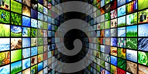 Multimedia video and image walls