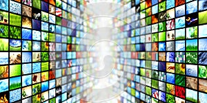 Multimedia video and image walls