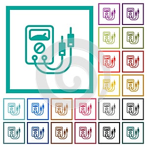Multimeter flat color icons with quadrant frames