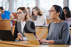 Multinational group of students in an auditorium