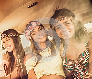 Multinational hippie girls