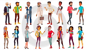 Multinational People Set Vector. Different Ages. Men, Women. Professional Character. Working People Standing. Isolated photo
