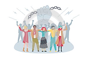 Multinationality crowd standing together