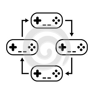 Multiplayer gamepad connection 4 players - vector illustration eps ten