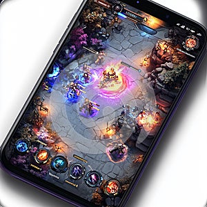 A multiplayer mobile MOBA game with a colorful team-based battle arena. photo