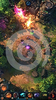 A multiplayer mobile MOBA game with a colorful team-based battle arena. photo
