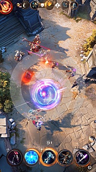 A multiplayer mobile MOBA game with a colorful team-based battle arena. photo