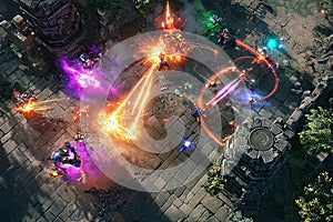 A multiplayer mobile MOBA game with a colorful team-based battle arena. photo