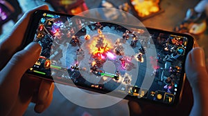 A multiplayer mobile MOBA game with a colorful team-based battle arena. photo