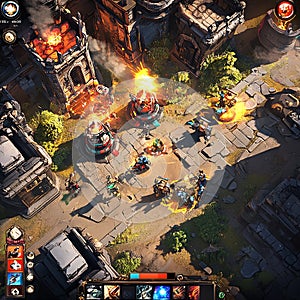 A multiplayer mobile MOBA game with a colorful team-based battle arena. photo