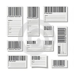 Multiple barcode labels isolated on white background