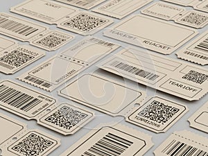 Multiple barcode and qr code labels isolated on white background