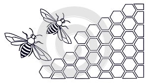 Multiple Bees and Honeycomb Vector Pattern, vector design Generative AI