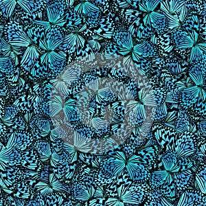 Multiple bright blue butterfly pattern