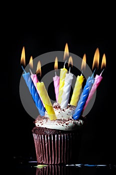 Multiple Candles on Cupcake