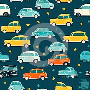 Multiple Cars on Blue Background