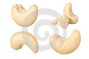 Multiple cashew nuts isolated on white