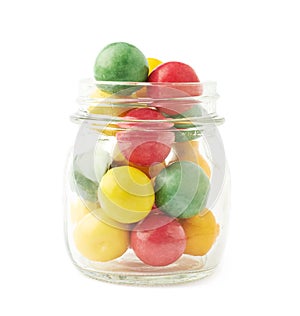 Multiple chewing gum balls in a jar