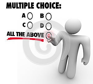 Multiple Choice All the Above Options Test Quiz Uncertainty Guess