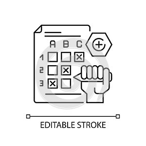 Multiple choice exam pixel perfect linear icon