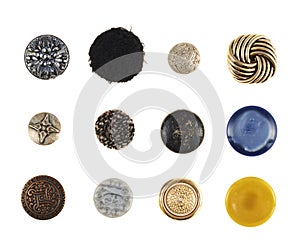 Multiple cloth buttons isolated