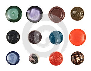 Multiple cloth buttons isolated
