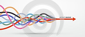 Multiple colored ropes converging into arrows in the same direction, vector graphics