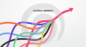 Multiple colored ropes converging into arrows in the same direction, vector graphics