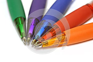 Multiple colorful pens isolated