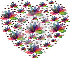 Multiple colour flower heart logo