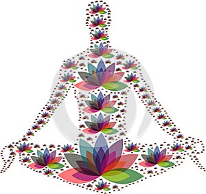 Multiple colour flower zen garden yoga logo